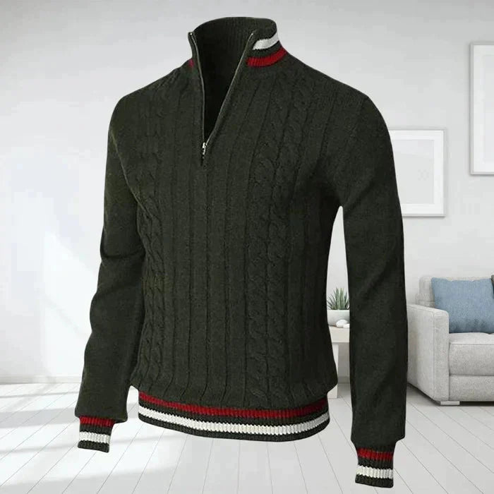 Polo-Sweatshirt – gestrickt – V-Ausschnitt – mit halbem Reißverschluss – Winterkleidung für Herren