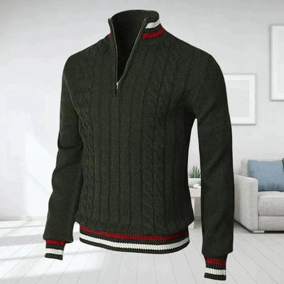 Polo-Sweatshirt – gestrickt – V-Ausschnitt – mit halbem Reißverschluss – Winterkleidung für Herren