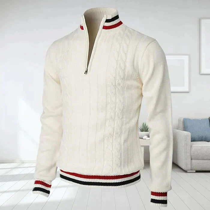 Polo-Sweatshirt – gestrickt – V-Ausschnitt – mit halbem Reißverschluss – Winterkleidung für Herren