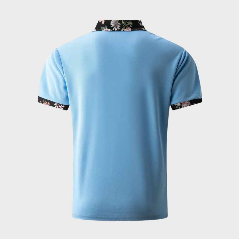 Polo-T-Shirt | Blumenmuster | Kurzarm | Polohemden | Herrenbekleidung