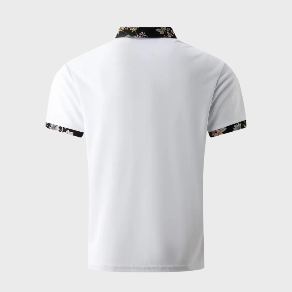 Polo-T-Shirt | Blumenmuster | Kurzarm | Polohemden | Herrenbekleidung