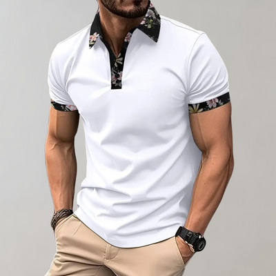 Polo-T-Shirt | Blumenmuster | Kurzarm | Polohemden | Herrenbekleidung