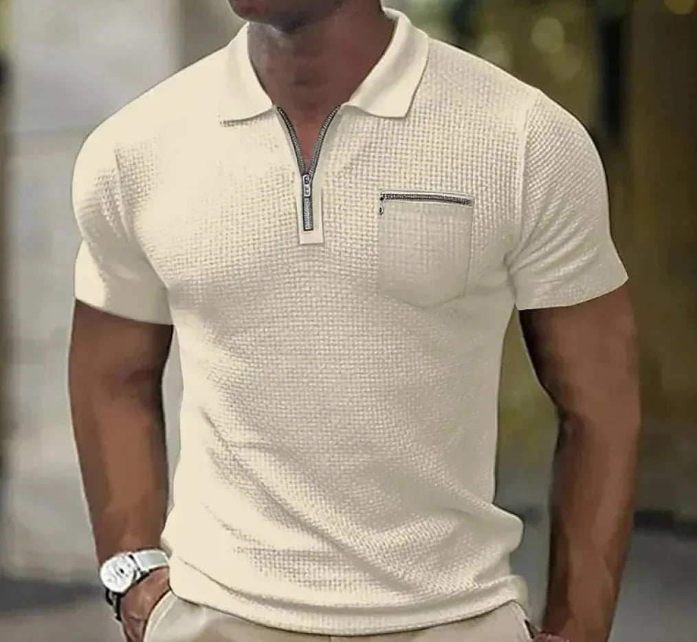 Polohemd | Kurzarm | Umlegekragen | Polohemd mit halbem Reißverschluss | Herrenhemd