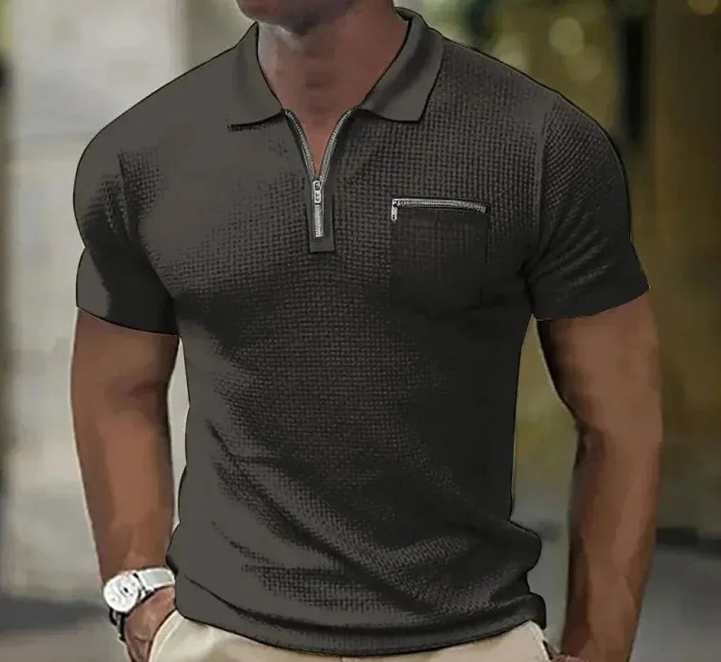 Polohemd | Kurzarm | Umlegekragen | Polohemd mit halbem Reißverschluss | Herrenhemd