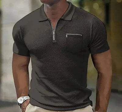 Polohemd | Kurzarm | Umlegekragen | Polohemd mit halbem Reißverschluss | Herrenhemd