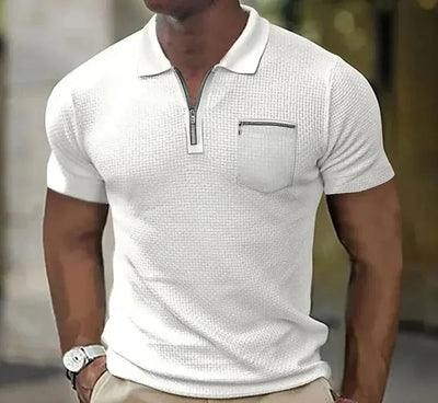 Polohemd | Kurzarm | Umlegekragen | Polohemd mit halbem Reißverschluss | Herrenhemd