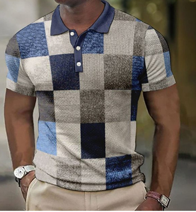 Polohemd | Patchwork | Button-Up | Kurzarmhemd | Polohemden für Herren