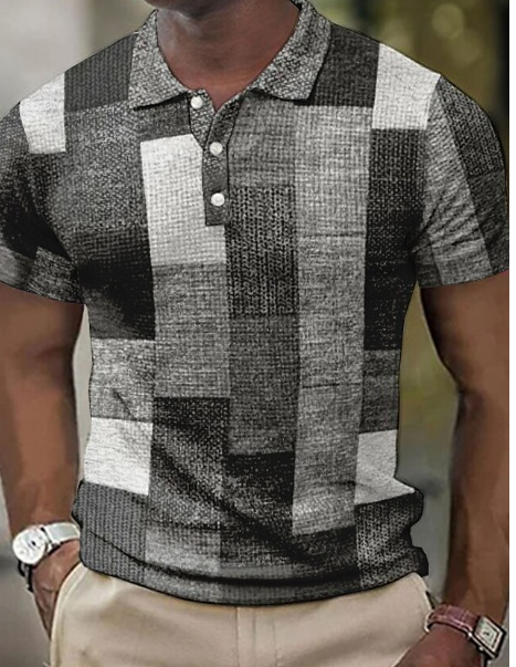 Polohemd | Patchwork | Button-Up | Kurzarmhemd | Polohemden für Herren