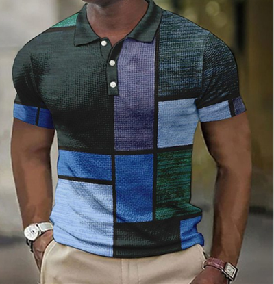 Polohemd | Patchwork | Button-Up | Kurzarmhemd | Polohemden für Herren