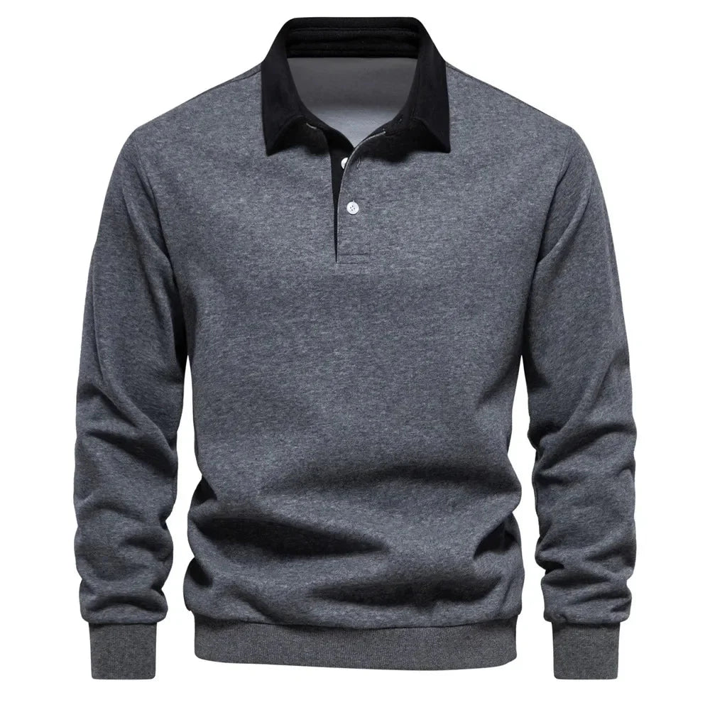 Polopullover - Langarm - Quarter Button-Up - Polopullover - Polohemden für Männer