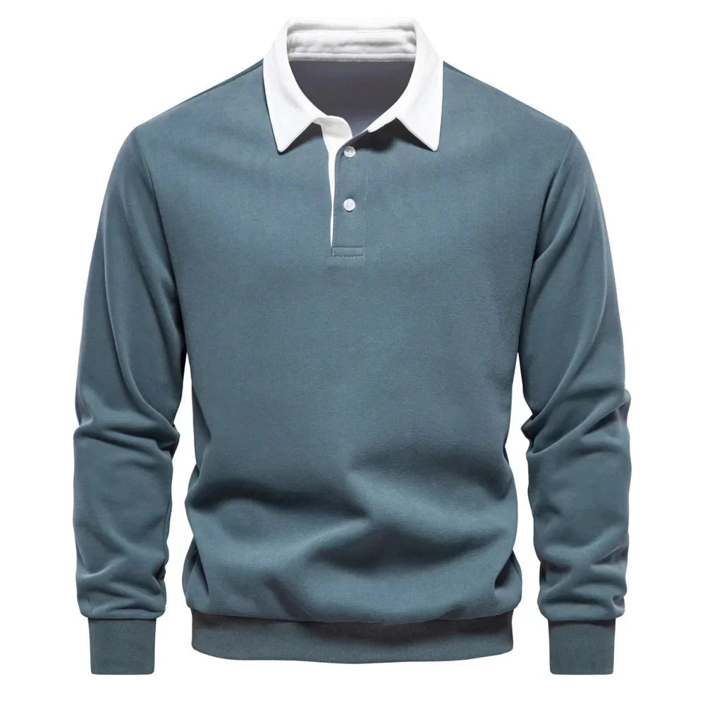 Polopullover - Langarm - Quarter Button-Up - Polopullover - Polohemden für Männer