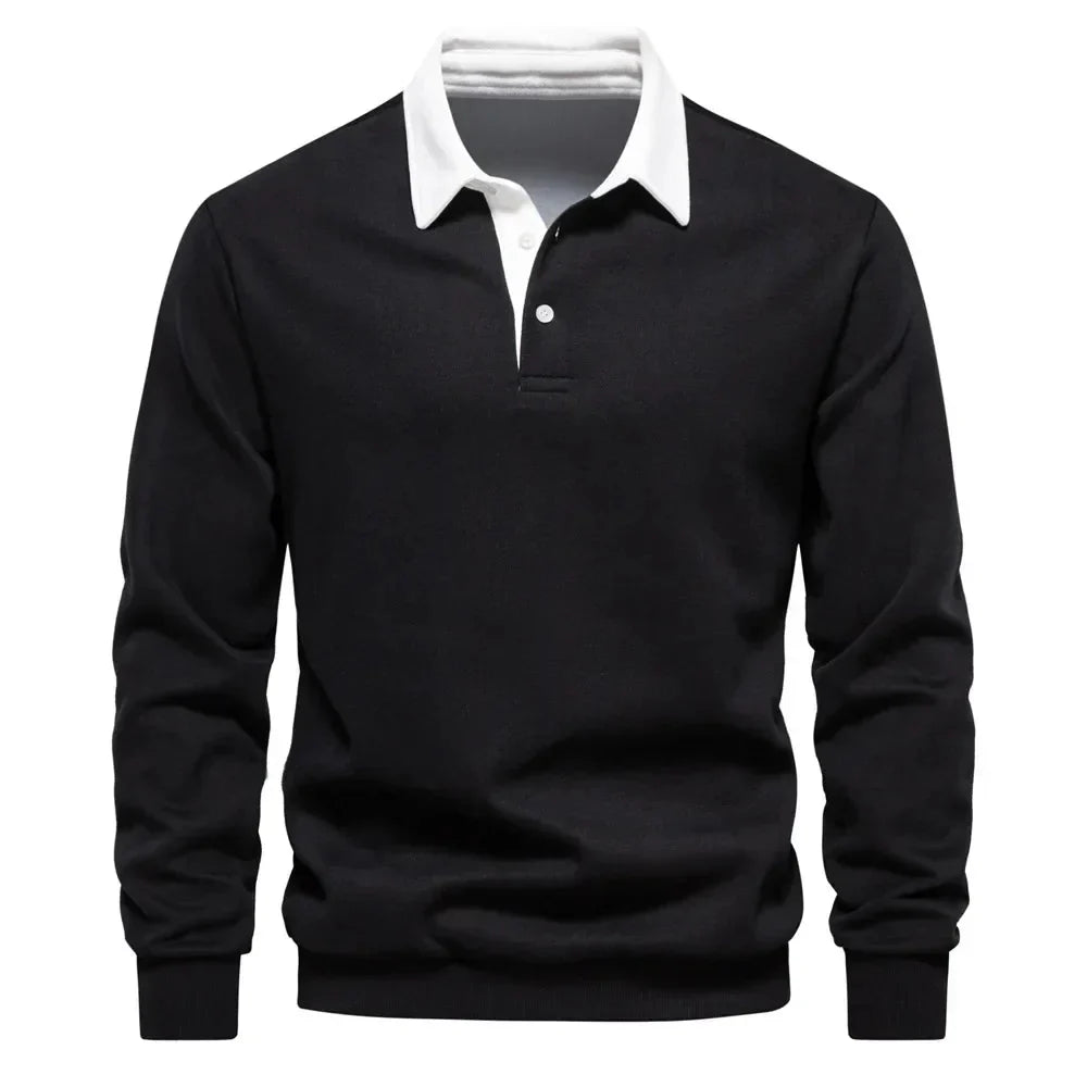 Polopullover - Langarm - Quarter Button-Up - Polopullover - Polohemden für Männer
