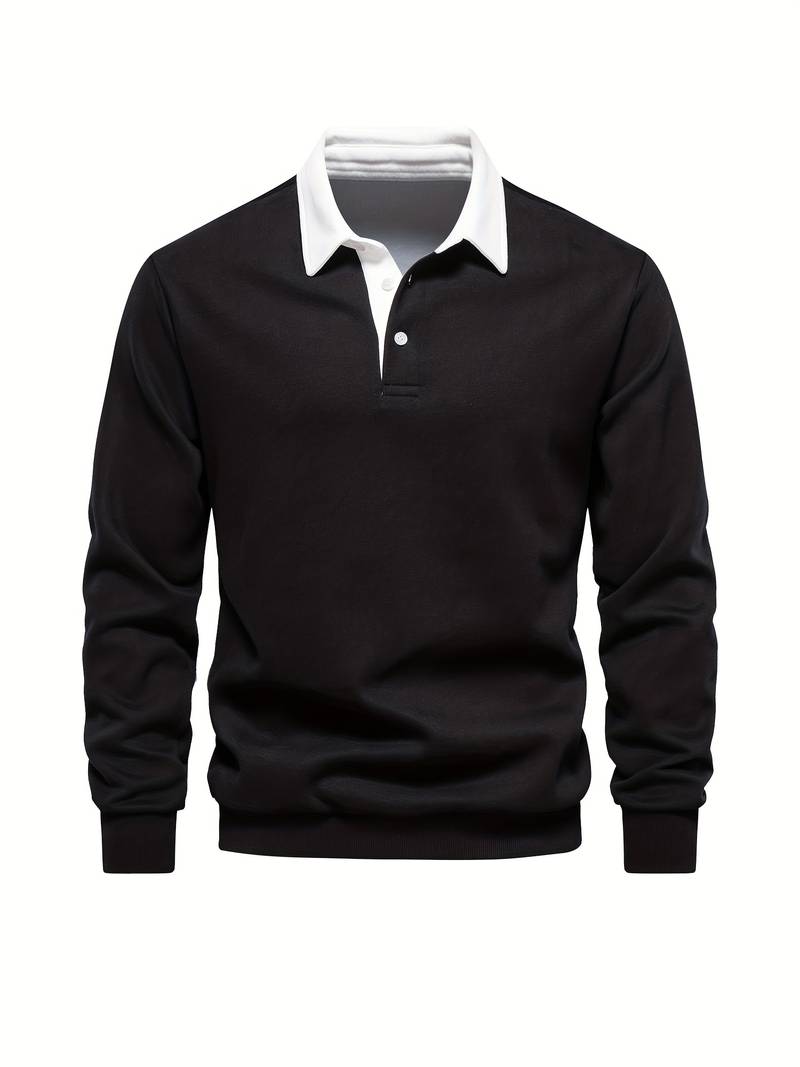 Poloshirt | Umlegekragen | Viertel-Knopfleiste | Langarm-Poloshirts | Herrenhemden