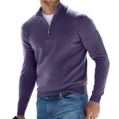 Pullover mit halbem Reißverschluss – Langarm – Pullover – Strickpullover – Herren-Sweatshirt mit kurzem Reißverschluss