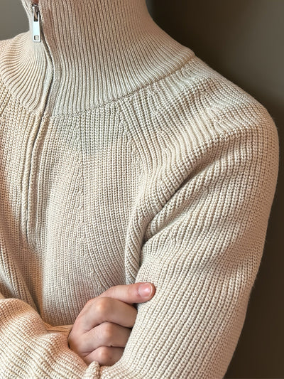 Pullover mit halbem Reißverschluss – warmer, langärmliger Strickpullover für Herren