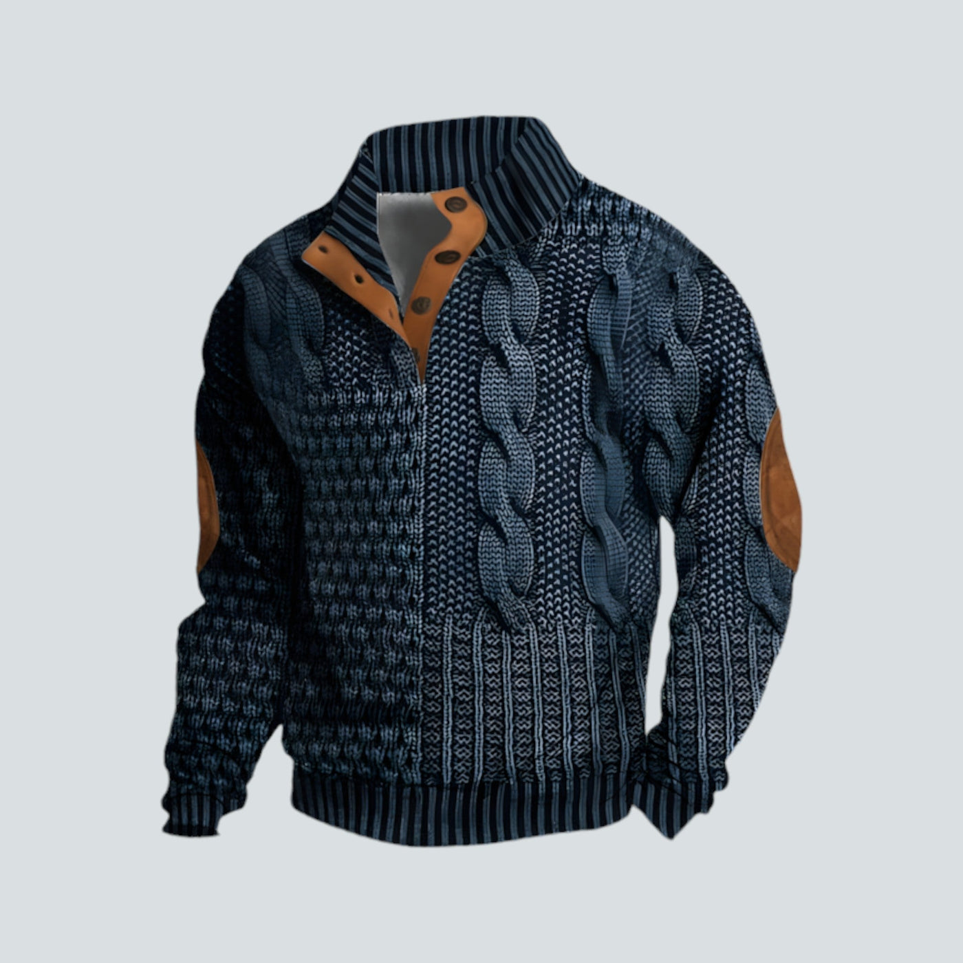 Pullover – warmer Herrenpullover mit lockerer Passform und vierteljährlicher Knopfleiste