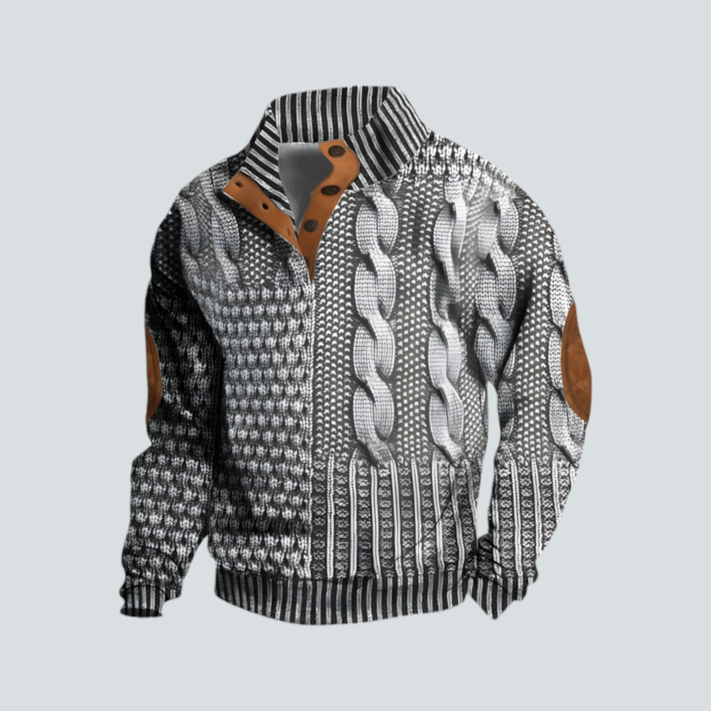 Pullover – warmer Herrenpullover mit lockerer Passform und vierteljährlicher Knopfleiste