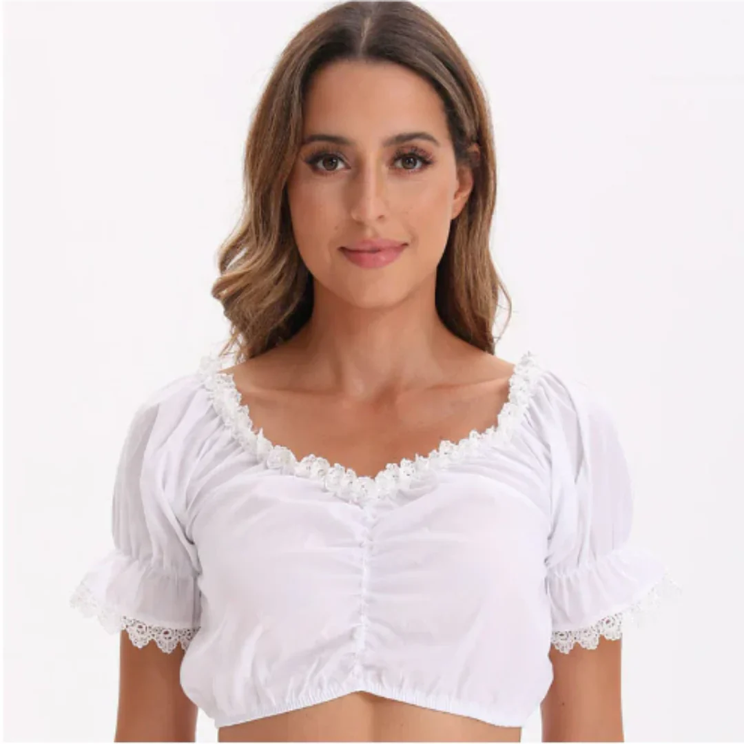 Dirndlbluse Mit Rüschen Für Damen | Kurzarm