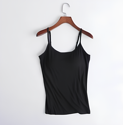 Damen Spaghettiträger Eingebauter BH Cami Oberteil | Atmungsaktiv