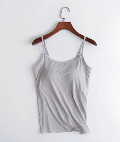 Damen Spaghettiträger Eingebauter BH Cami Oberteil | Atmungsaktiv