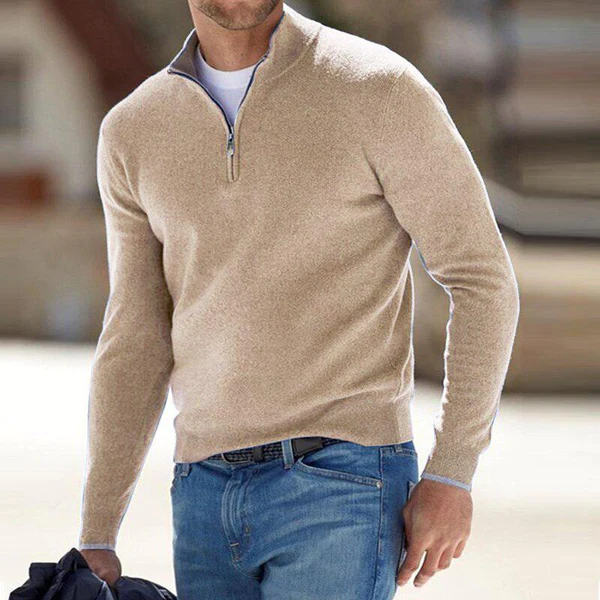 Quarter Zip Jumper – Langärmeliger Strickpullover mit halbem Reißverschluss für Herren