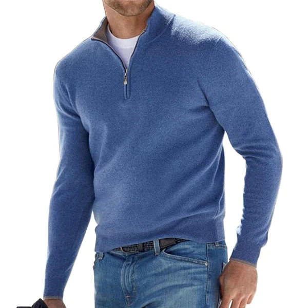 Quarter Zip Jumper – Langärmeliger Strickpullover mit halbem Reißverschluss für Herren