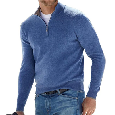Quarter Zip Jumper – Langärmeliger Strickpullover mit halbem Reißverschluss für Herren