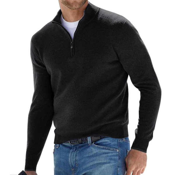 Quarter Zip Jumper – Langärmeliger Strickpullover mit halbem Reißverschluss für Herren