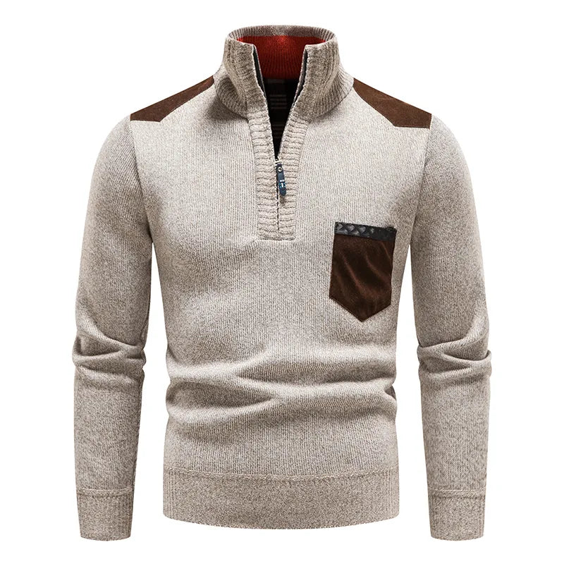 Quarter Zip Pullover - Warm - Langarm - Strickpullover - Herren Half Zip Pullover