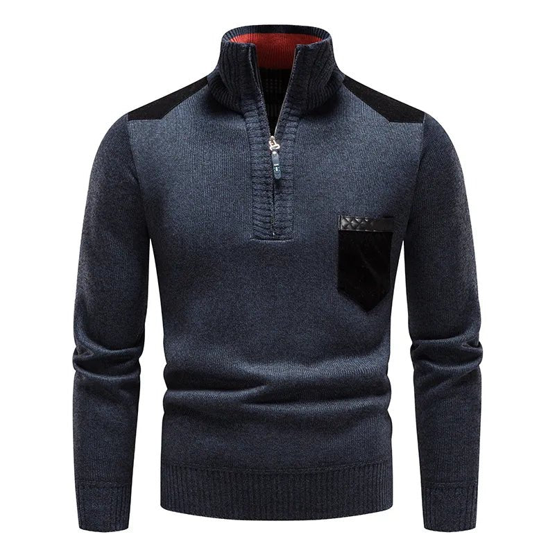 Quarter Zip Pullover - Warm - Langarm - Strickpullover - Herren Half Zip Pullover