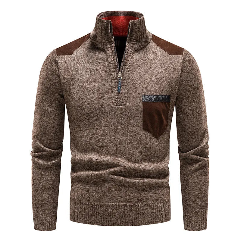 Quarter Zip Pullover - Warm - Langarm - Strickpullover - Herren Half Zip Pullover