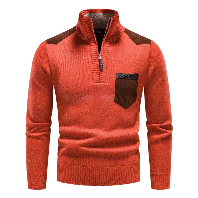 Quarter Zip Pullover - Warm - Langarm - Strickpullover - Herren Half Zip Pullover