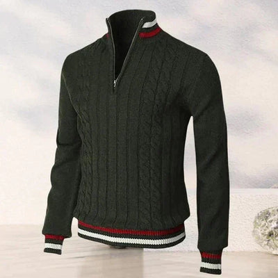 Quarter Zip Pullover - Zopfstrick - Hoher Ausschnitt - Strickpullover - Herren Half Zip Pullover