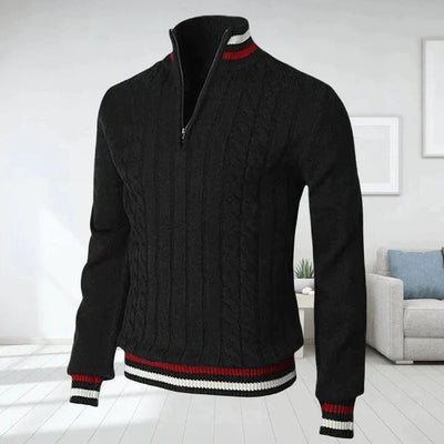 Quarter Zip Pullover - Zopfstrick - Hoher Ausschnitt - Strickpullover - Herren Half Zip Pullover
