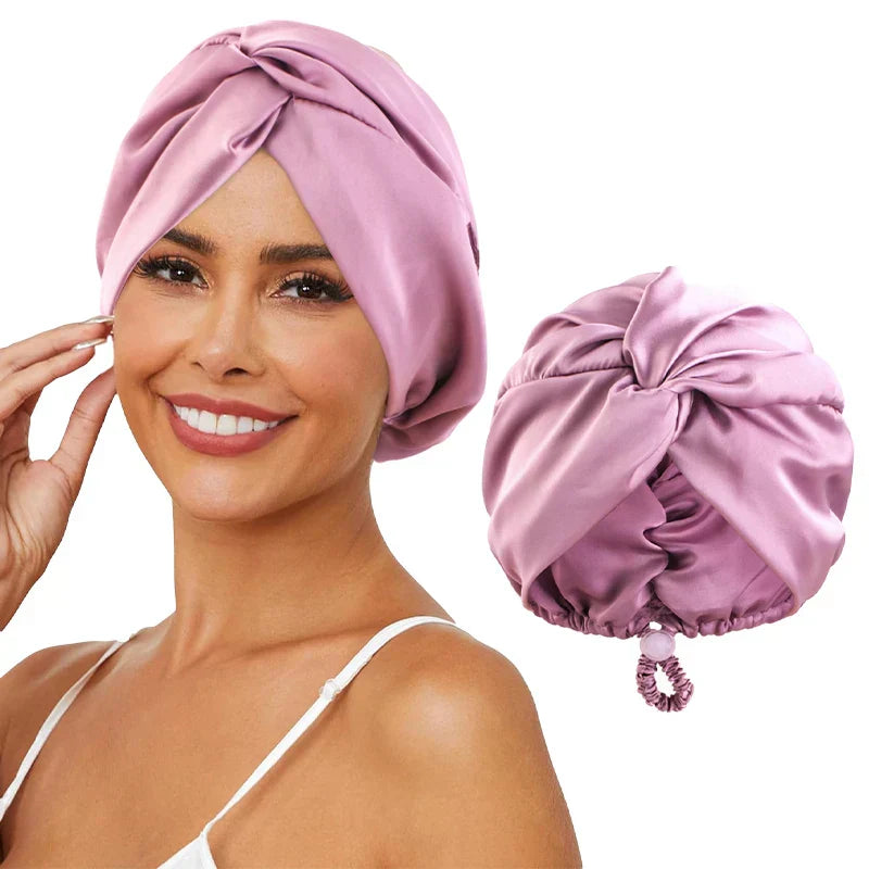 Verstellbarer Seiden-Turban für Frauen - Schlaf- und Chemo-Mütze