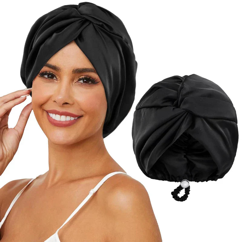Verstellbarer Seiden-Turban für Frauen - Schlaf- und Chemo-Mütze