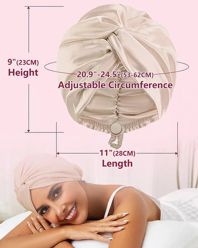 Verstellbarer Seiden-Turban für Frauen - Schlaf- und Chemo-Mütze