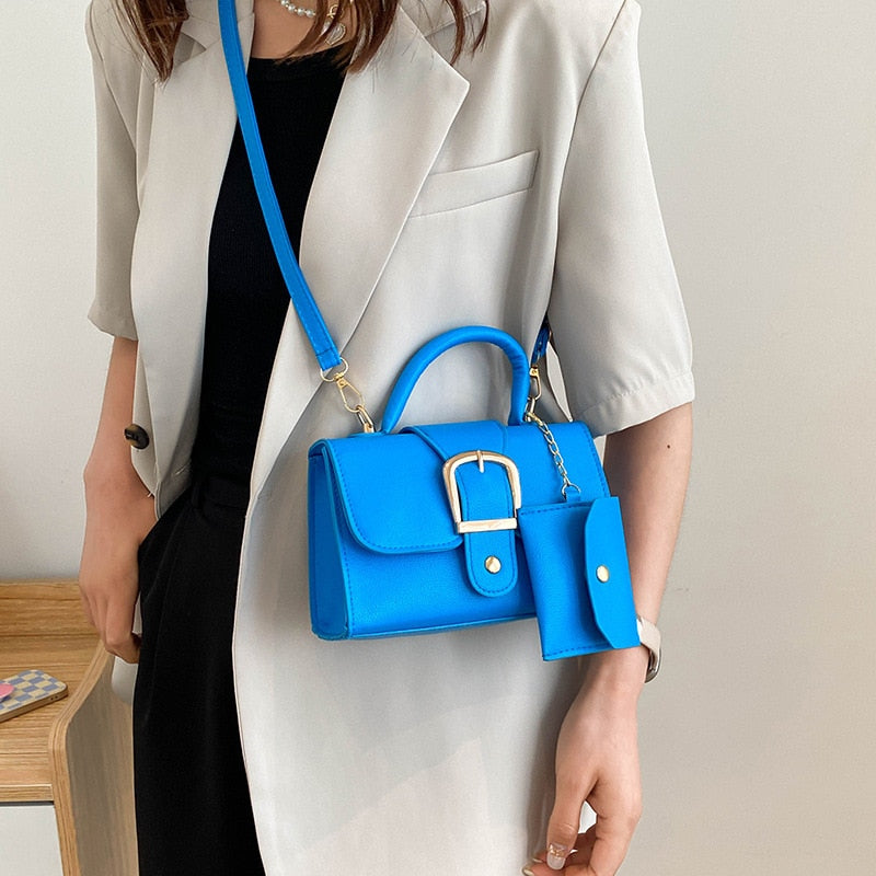Elegante Damenhandtasche mit Schnalle – Vegan Leder Schultertasche