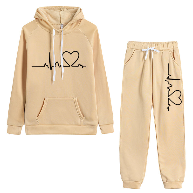 Heartbeat lounge set (weicher kapuzenpulli + lange hose)