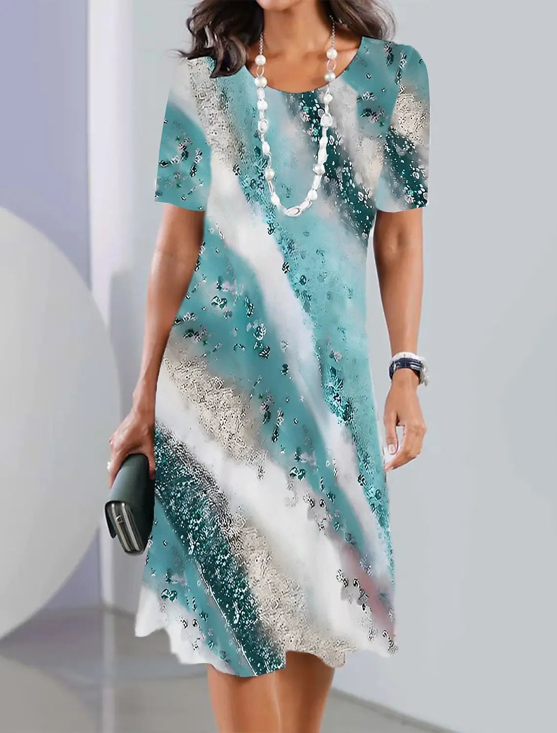 Damen-Midi-Kleid mit Grafischem Druck für den Sommer