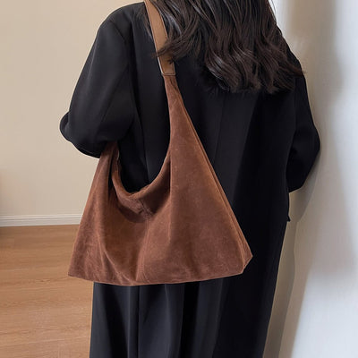 Damenhandtasche aus veganem Wildleder mit Reißverschluss