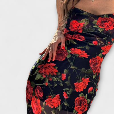 Floral Print Spaghetti Strap Bodycon Dress