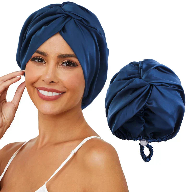Verstellbarer Seiden-Turban für Frauen - Schlaf- und Chemo-Mütze