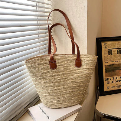 Große Strohtasche Damen – Handgefertigte Luxus Strandtasche