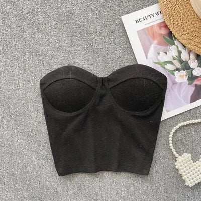Bustier-Top mit Rippstruktur und geformten Cups für Damen