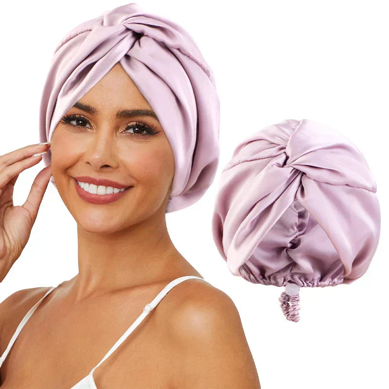 Verstellbarer Seiden-Turban für Frauen - Schlaf- und Chemo-Mütze