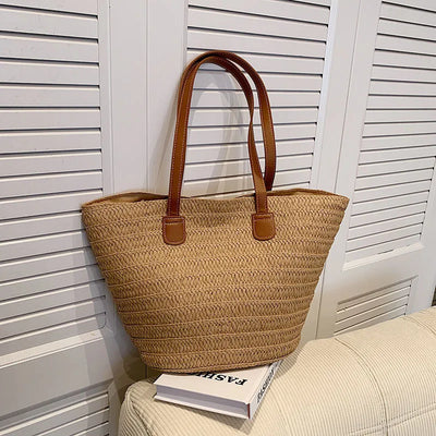 Große Strohtasche Damen – Handgefertigte Luxus Strandtasche
