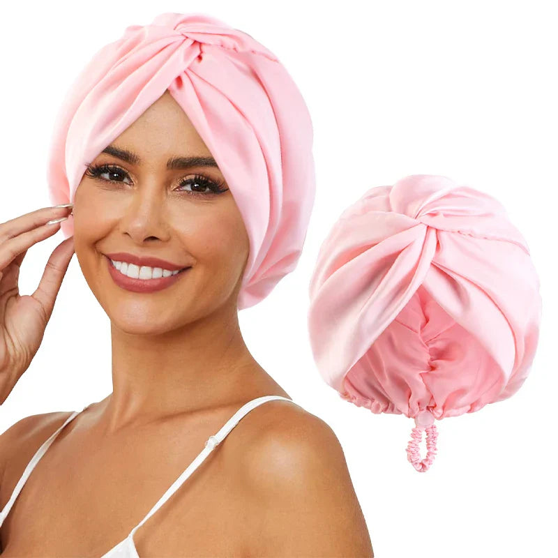 Verstellbarer Seiden-Turban für Frauen - Schlaf- und Chemo-Mütze