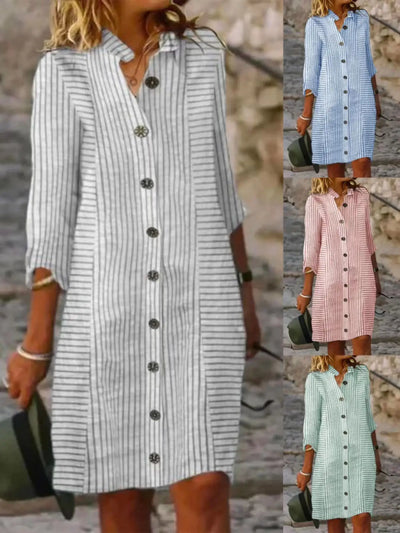 Mayfair™ | Liane – Gestreiftes Hemdblusenkleid aus Leinenmix