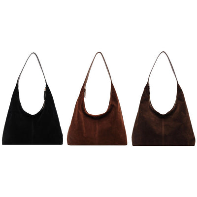 Damenhandtasche aus veganem Wildleder mit Reißverschluss